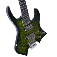 Boya&amp;Ziqi Headless E-Gitarre LIZARD-6, FANNED FRETS, unabhängig einstellbarer Steg, Split Coil Control, 5-teiliger Hals aus Ahorn/gestreiftem Ebenholz 