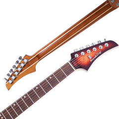 Boya&Ziqi BZK-024 Electric Guitar, Stainless Steel Frets (Hand Polished), Push-Pull Volume Control,5 Piece Roasted Maple/Maple Neck，Mahogany Body Topped with Burl Venner