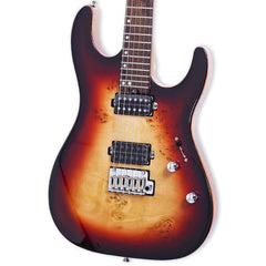 Boya&Ziqi BZK-024 Electric Guitar, Stainless Steel Frets (Hand Polished), Push-Pull Volume Control,5 Piece Roasted Maple/Maple Neck，Mahogany Body Topped with Burl Venner