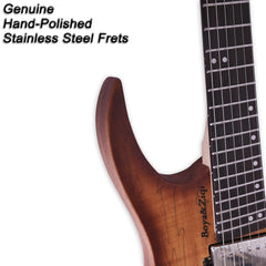 Boya&amp;Ziqi Headless E-Gitarre LIZARD-6, FANNED FRETS, unabhängig einstellbarer Steg, Split Coil Control, 5-teiliger Hals aus Ahorn/gestreiftem Ebenholz 