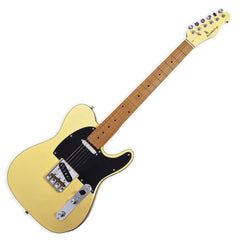 Boya&Ziqi BZT-098 Classic Solid Body Electric Guitar, 22 Stainless Steel Frets (Hand Polished), Alder Body, Roasted Maple Neck, Deluxe Switch and Jack, Vintage Light Yellow