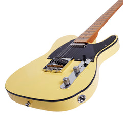 Boya&Ziqi BZT-098 Classic Solid Body Electric Guitar, 22 Stainless Steel Frets (Hand Polished), Alder Body, Roasted Maple Neck, Deluxe Switch and Jack, Vintage Light Yellow